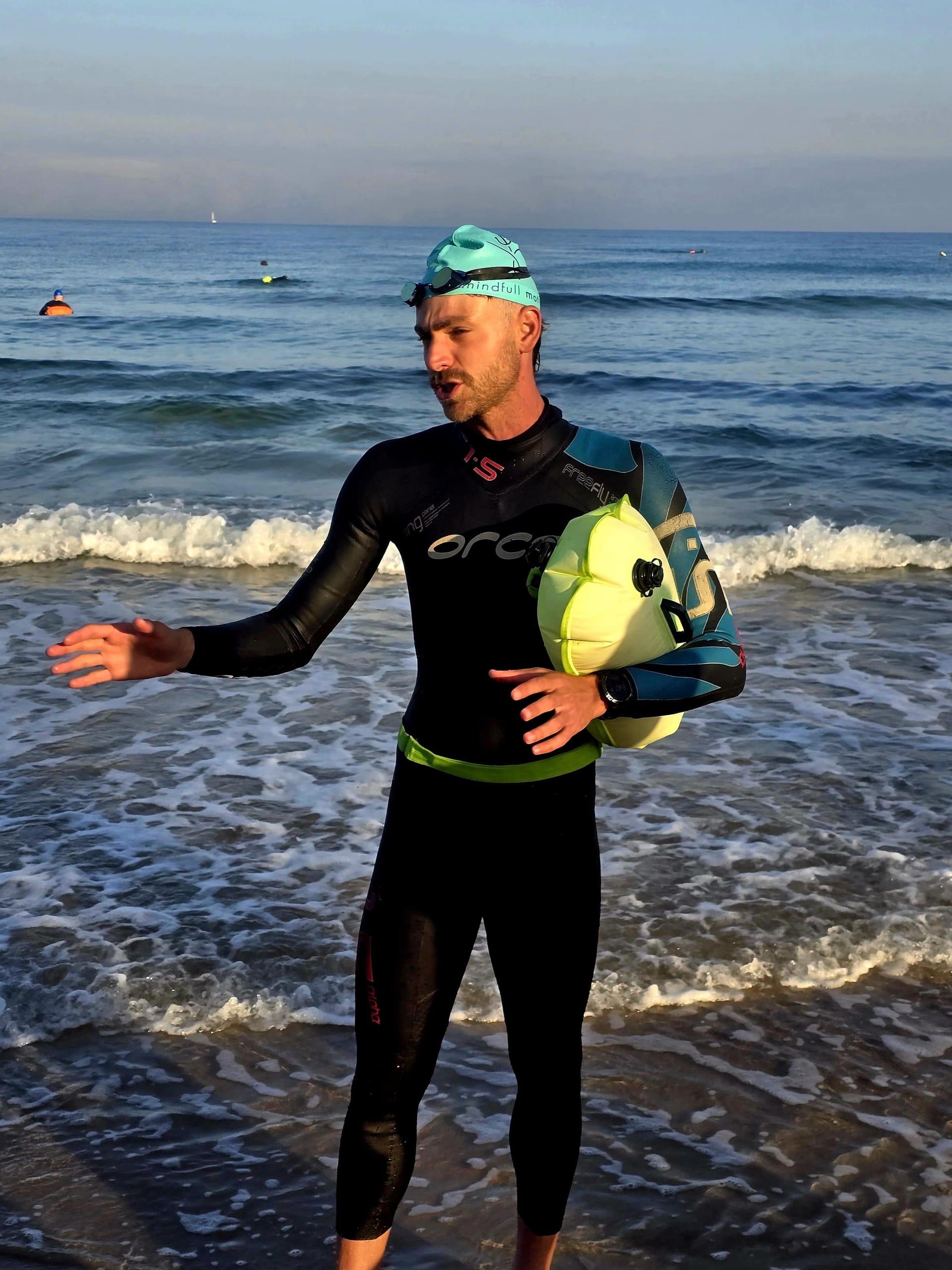 Coach in open water